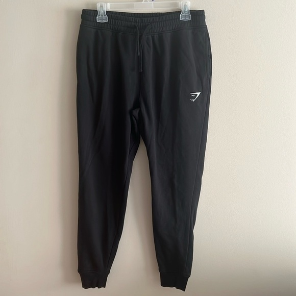 Gymshark Other - Gymshark Black Fleece Jogger Sweatpants Slim Fit Black White Logo